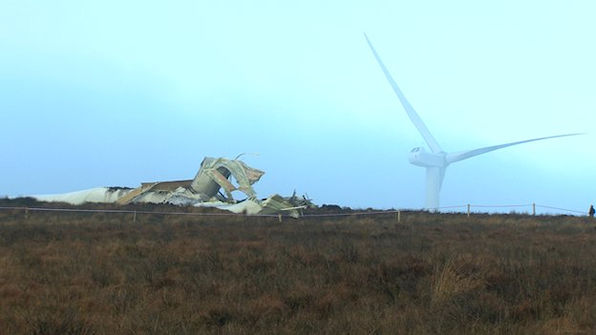 Collapsed wind turbine