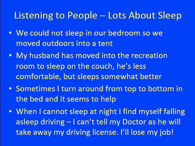 Listening to People - Lots About Sleep